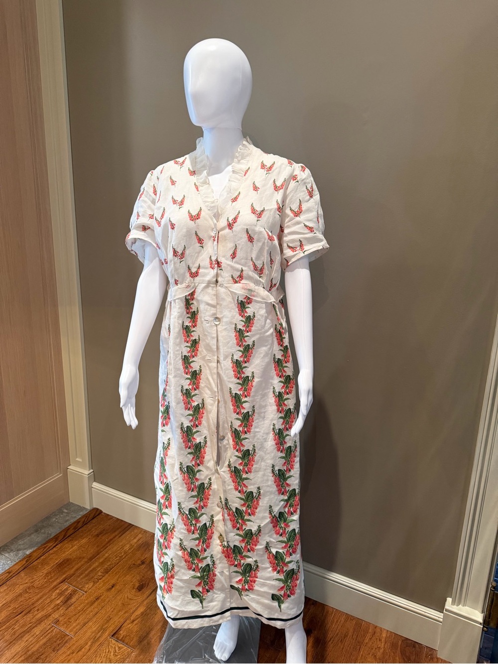 YOLKE London Floral Linen Blend Midi Dress | Size Large | Excellent Condition